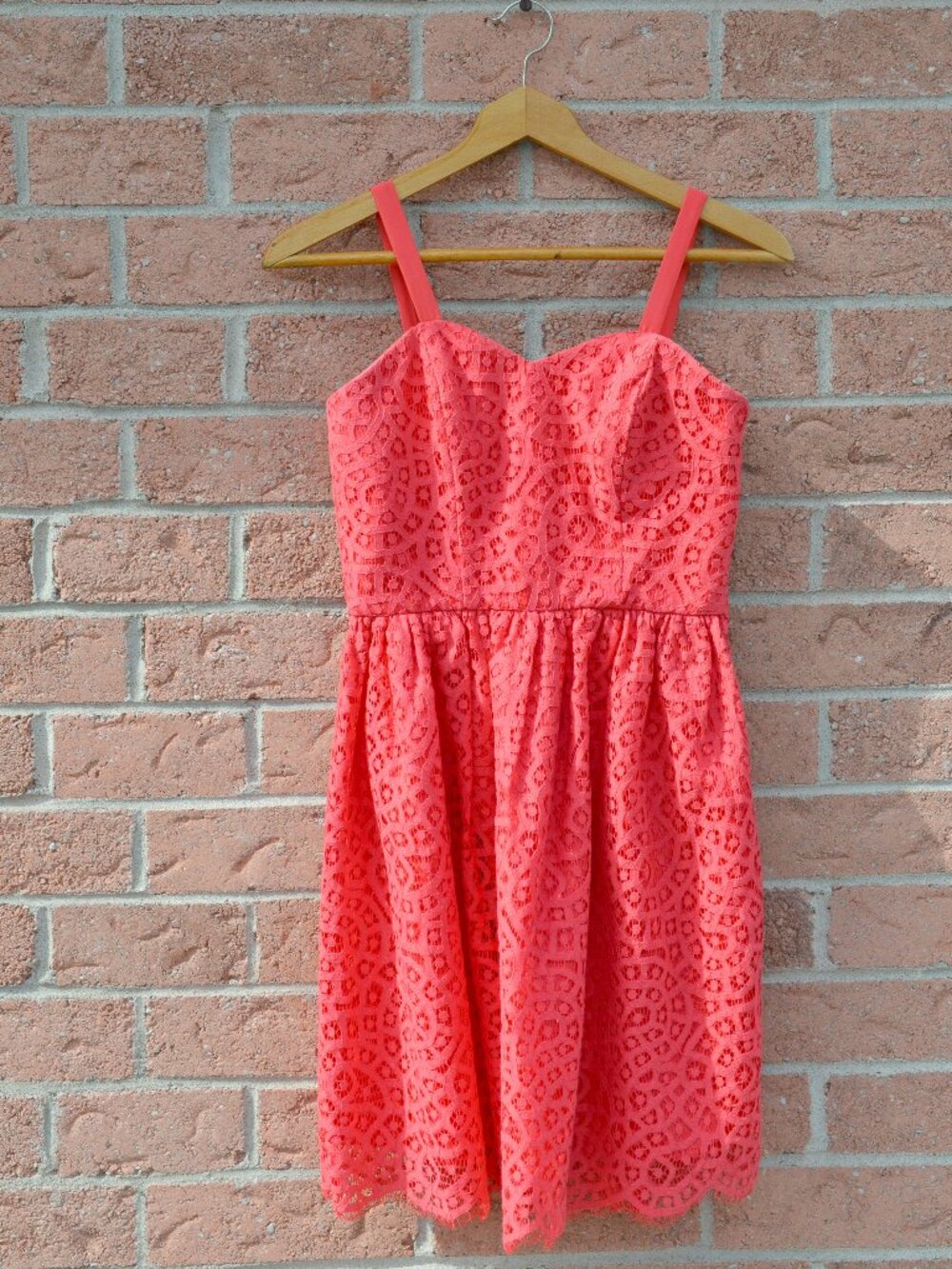 Morgan de toi coral bustier lace dress